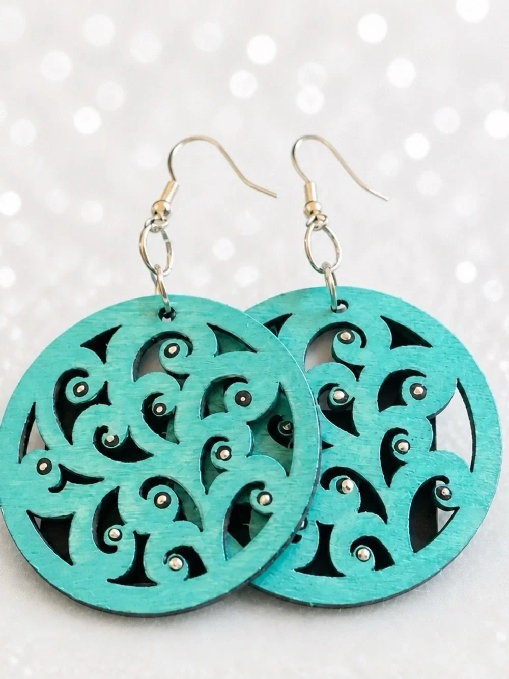 Chic Style Turquoise Filigree Round Drop Earrings - Women Jewelry